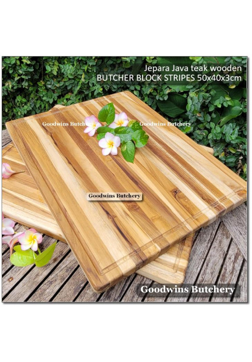 Cutting board butcher block STRIPES RECTANGLE 50x40x4cm +/- 4kg talenan kayu jati Jepara